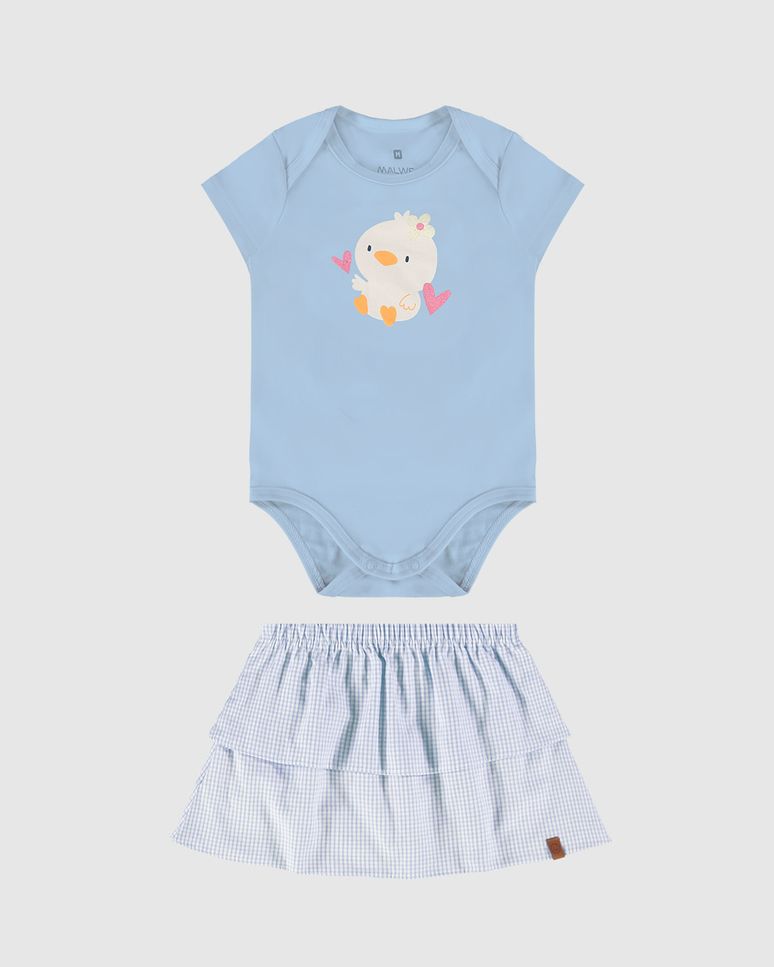 Conjunto Infantil Menina Body + Saia Em Algodão Malwee Kids
