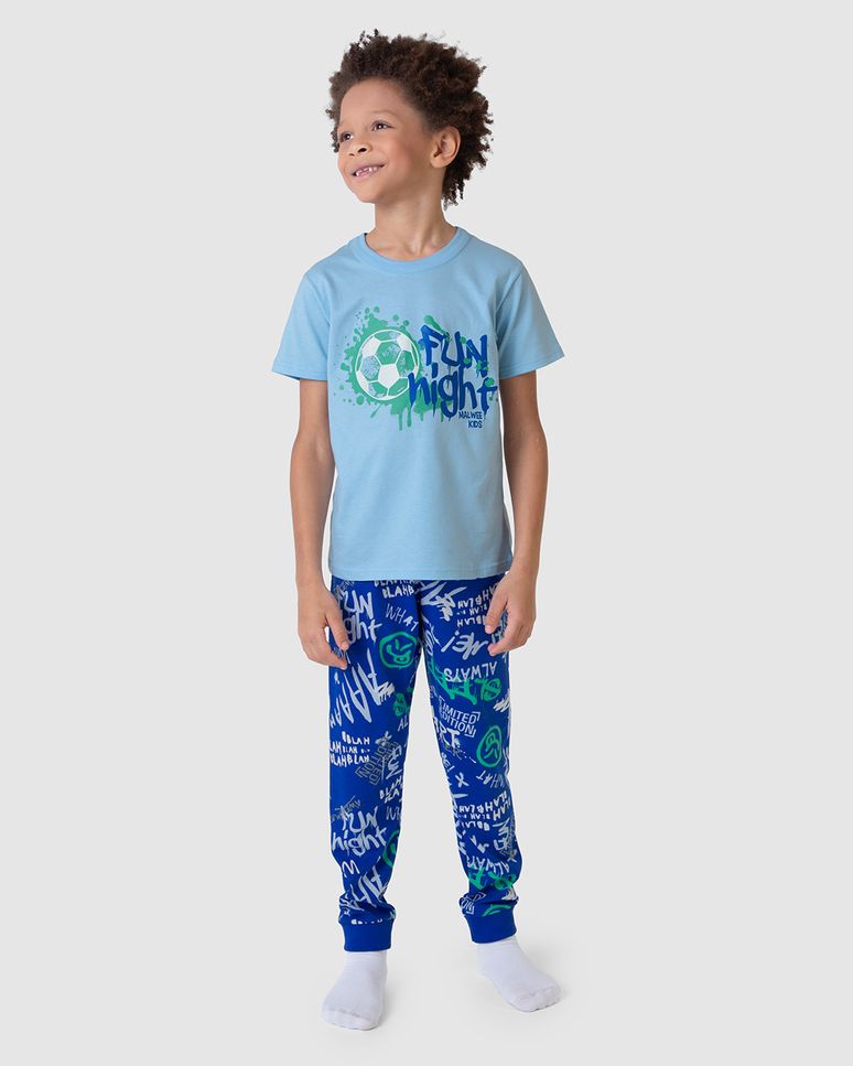 Pijama Infantil Menino 3 Peças Fun Night Em Malha Algodão Malwee Kids
