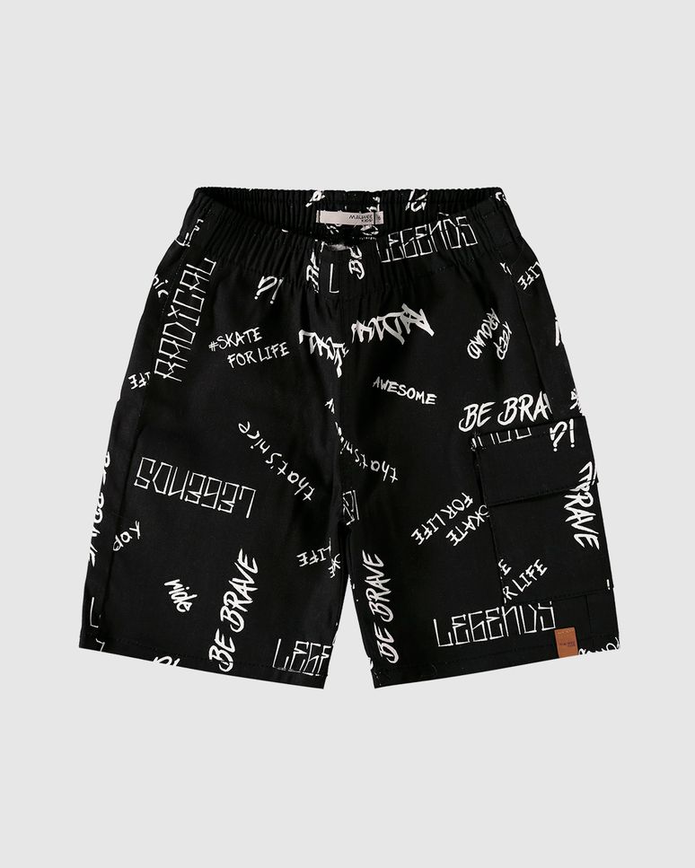 Bermuda Infantil Menino Estampada Em Jeans Stretch Malwee Kids