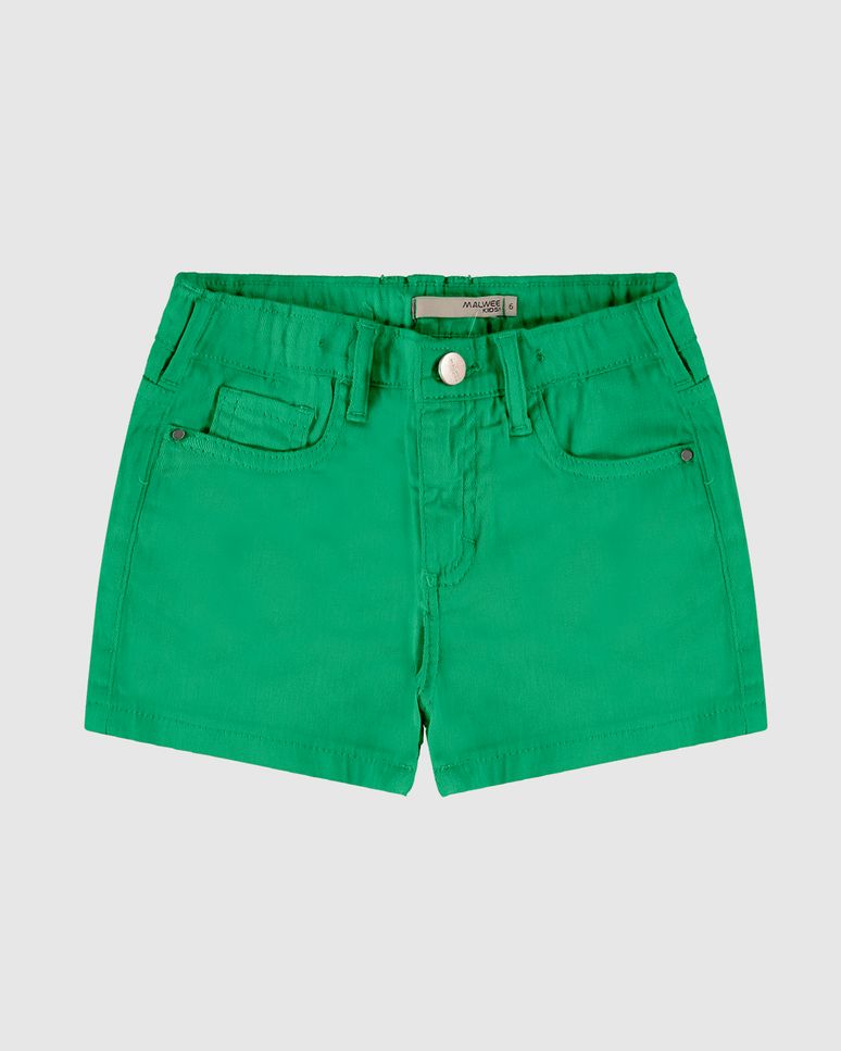 Shorts Infantil Menina Cintura Média Em Sarja Com Elastano Malwee Kids