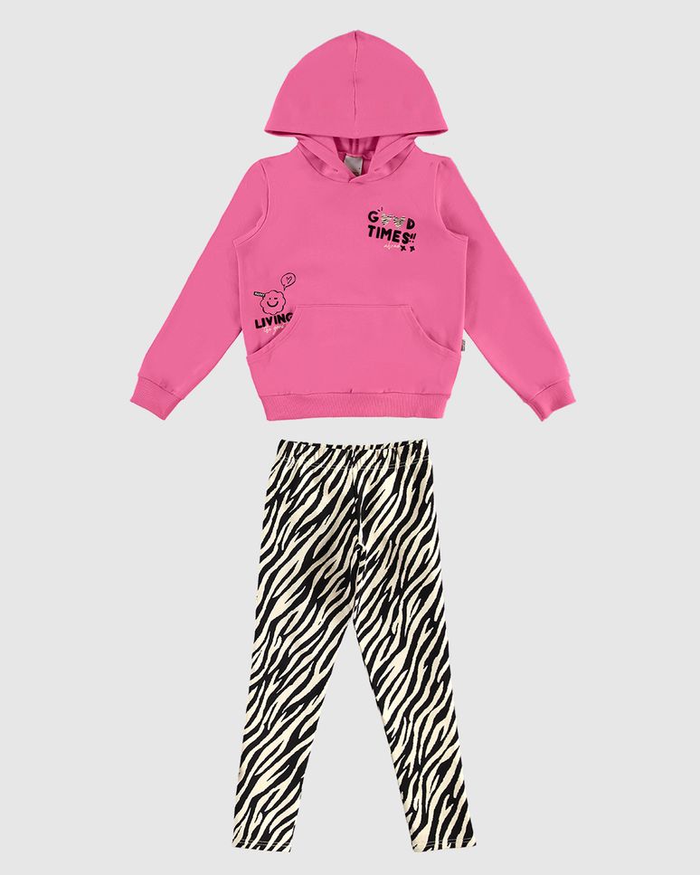 Conjunto Infantil Menina Blusão E Calça Legging Animal Print Malwee Kids