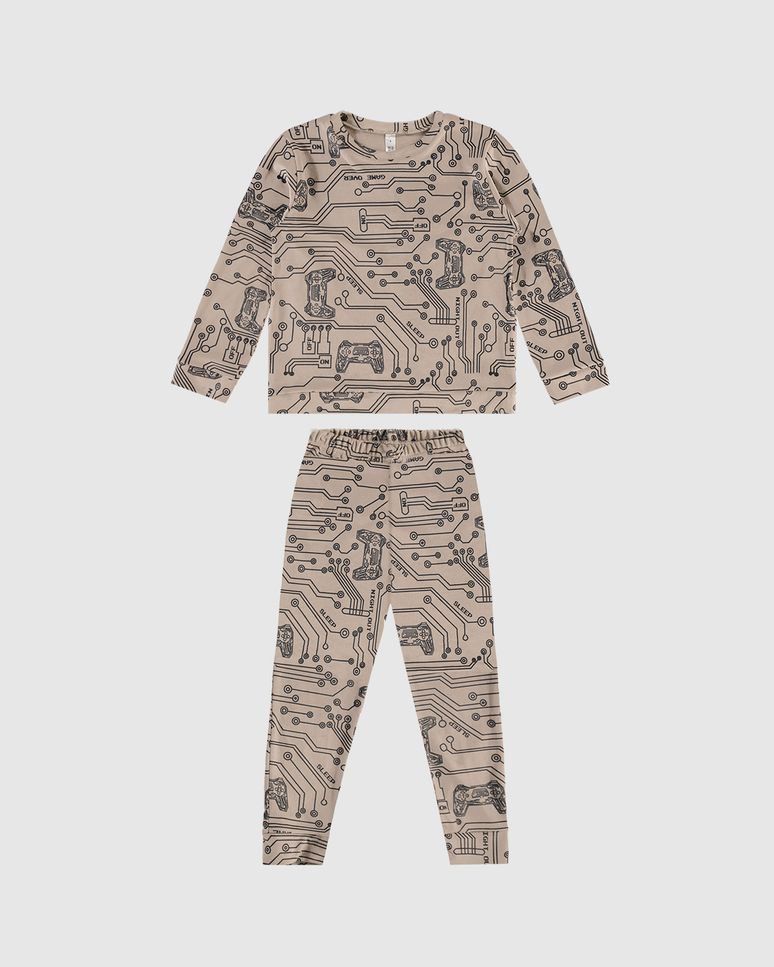 Pijama Longo Infantil Menino Estampa Lettering Em Malha Plush Malwee Kids