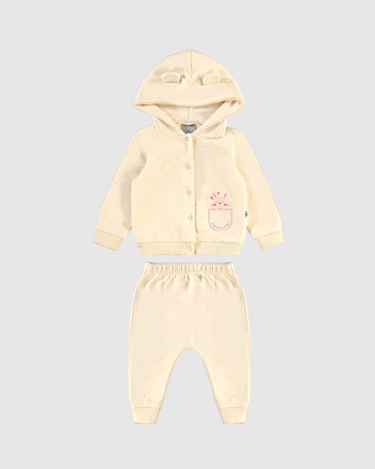 Conjunto Infantil Menina Casaco Com Capuz + Aplique Malwee Kids