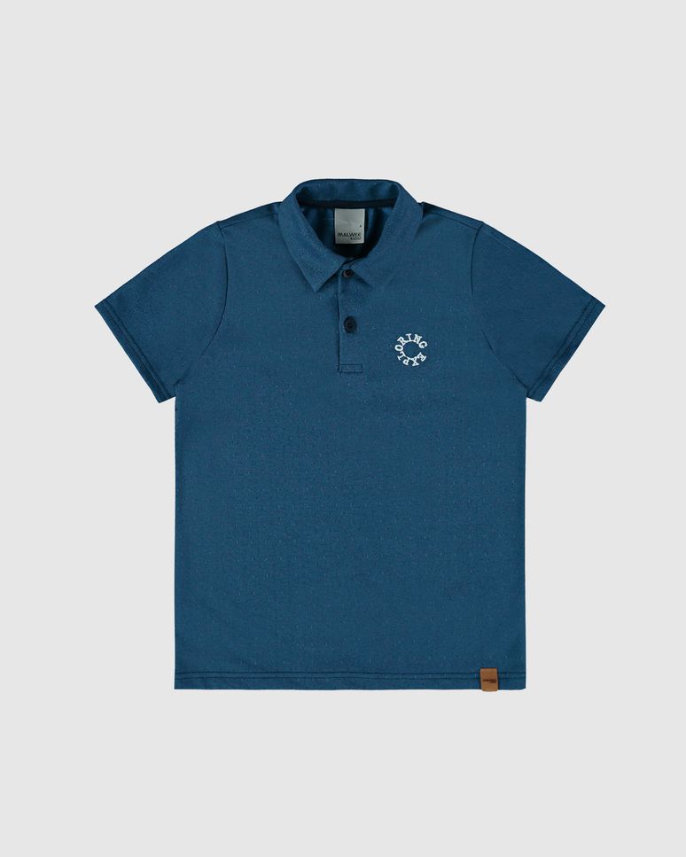 Camisa Polo Infantil Menino Bordado Peitoral Em Piquet Mesclado Malwee Kids