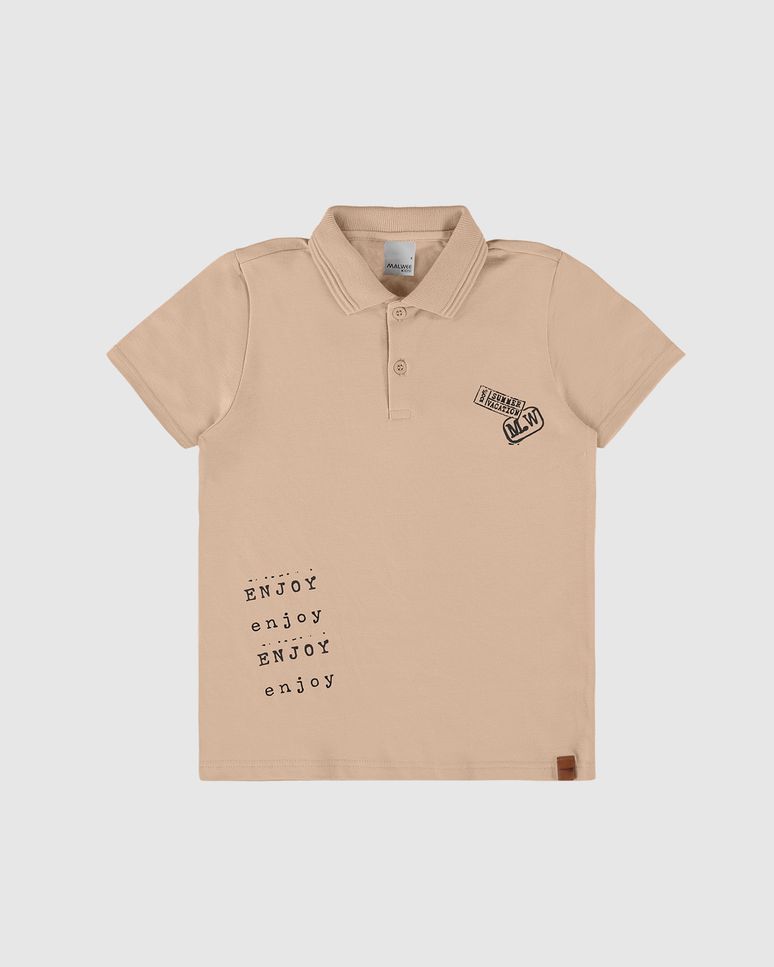Camisa Polo Infantil Menino Estampa Enjoy Em Algodão Malwee Kids
