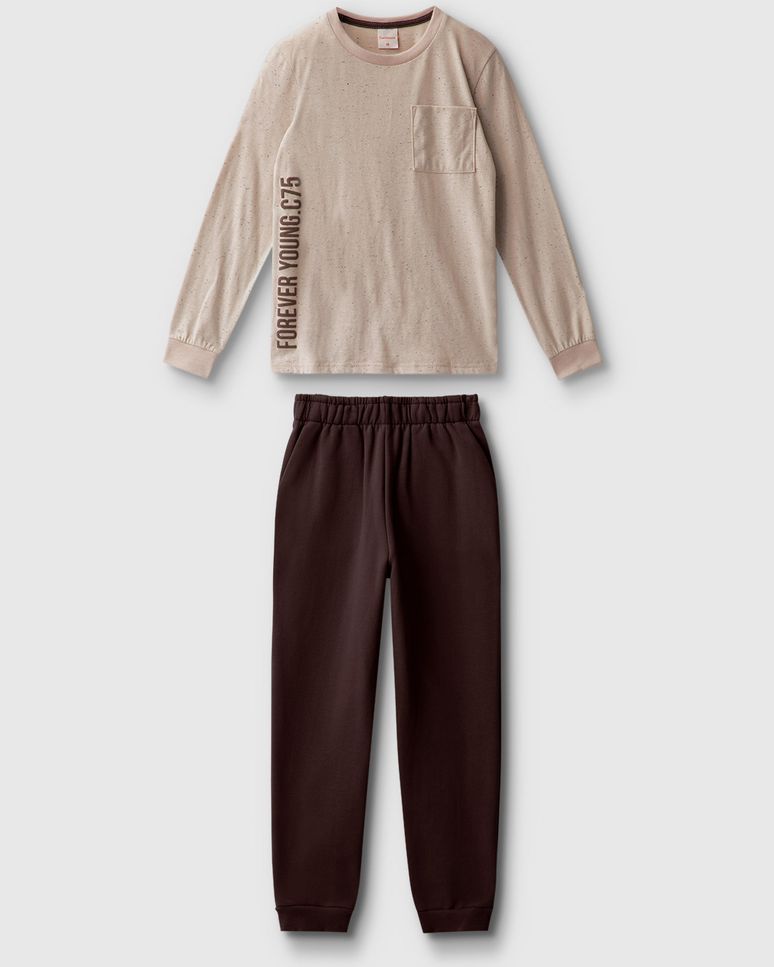 Conjunto Menino Camiseta Forever Young Em Malha Botonê - Carinhoso