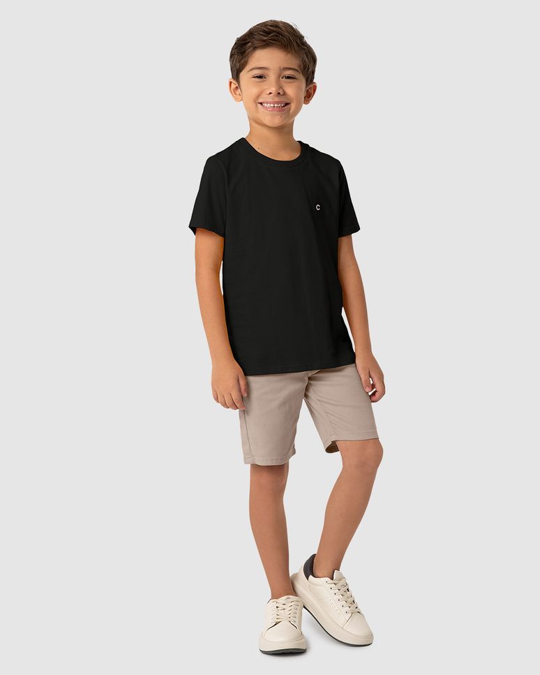 Bermuda Menino Cintura Média Em Sarja Com Elastano - Carinhoso