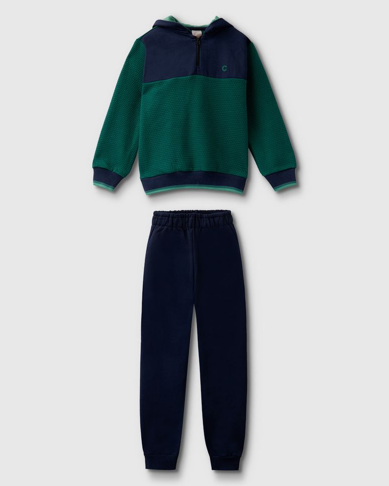 Conjunto Menino Blusão Zíper Frontal Em Jacquard Texturizado - Carinhoso