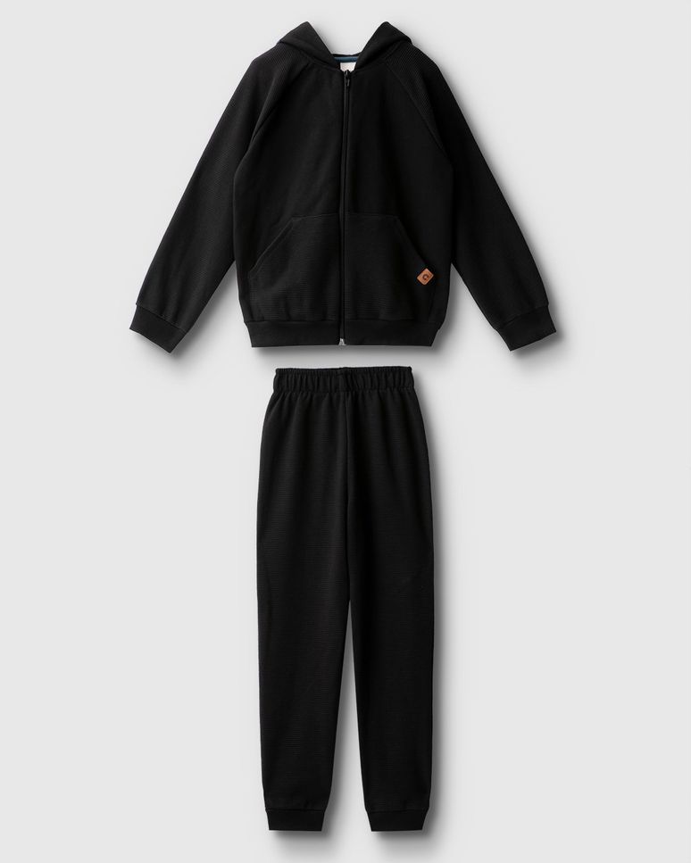 Conjunto Menino Jaqueta Capuz Com Estampa Em Moletom Flanelado - Carinhoso