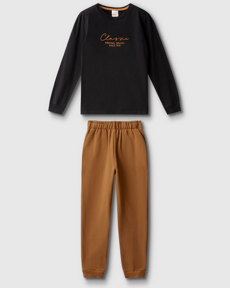 Conjunto Menino Camiseta Manga Longa Classic Em Algodão - Carinhoso