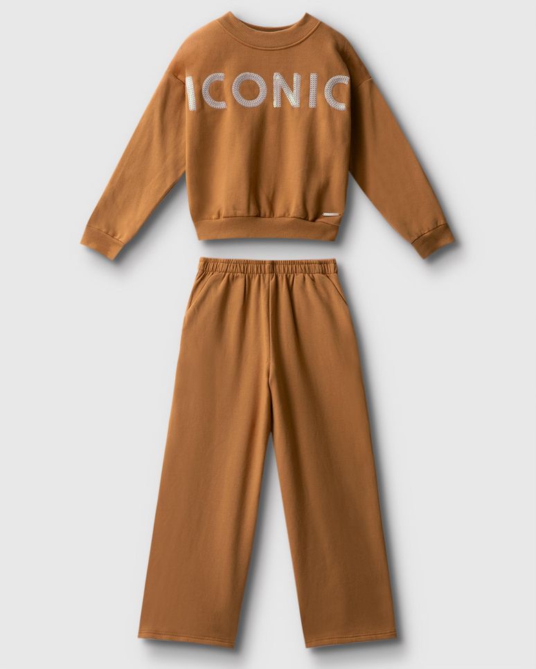 Conjunto Menina Iconic Em Moletom Stretch Flanelado - Carinhoso