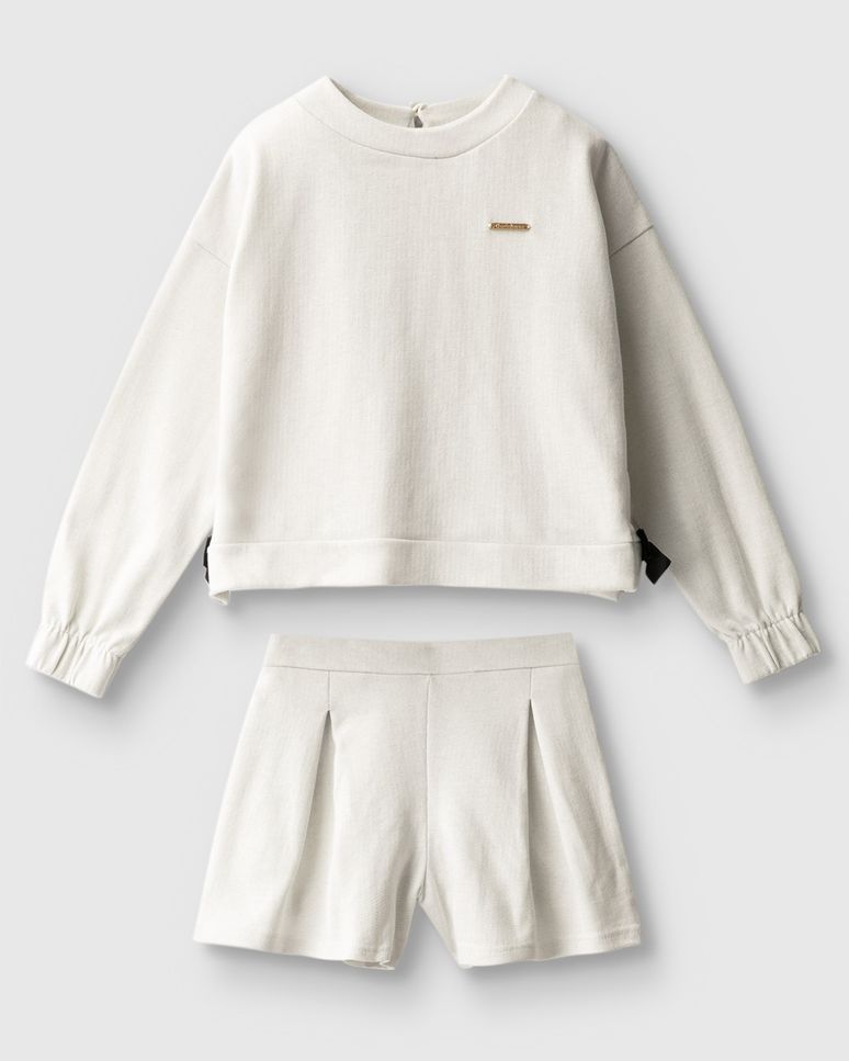 Conjunto Menina Blusão E Shorts Em Moletinho Lurex - Carinhoso