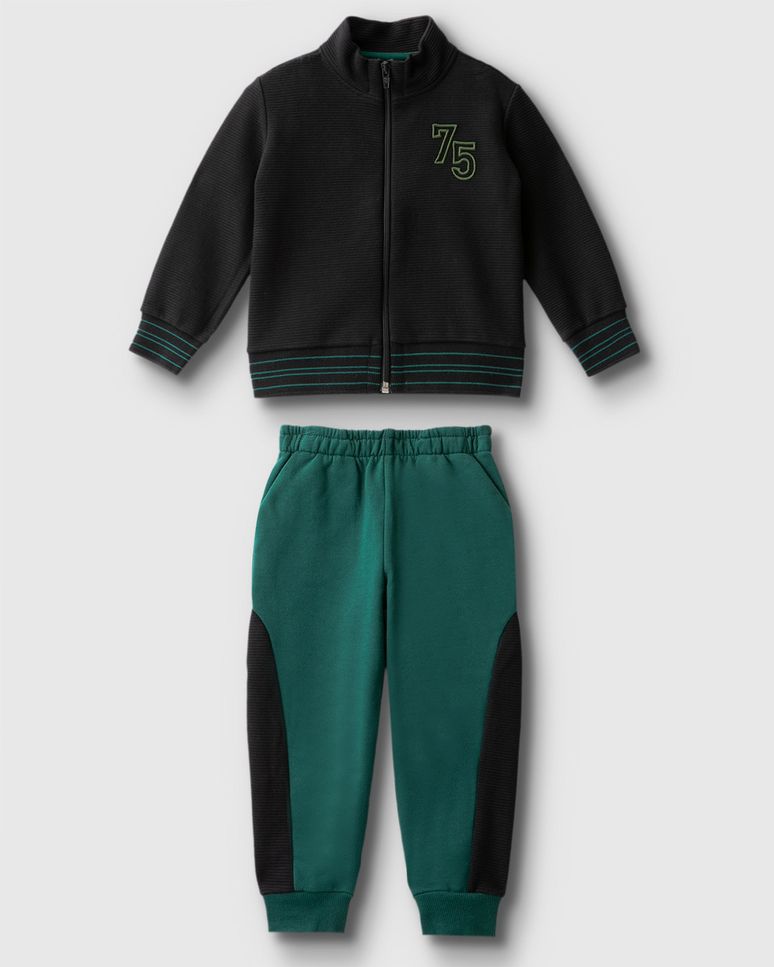 Conjunto Menino Jaqueta Gola Alta Em Malha Texturizada - Carinhoso