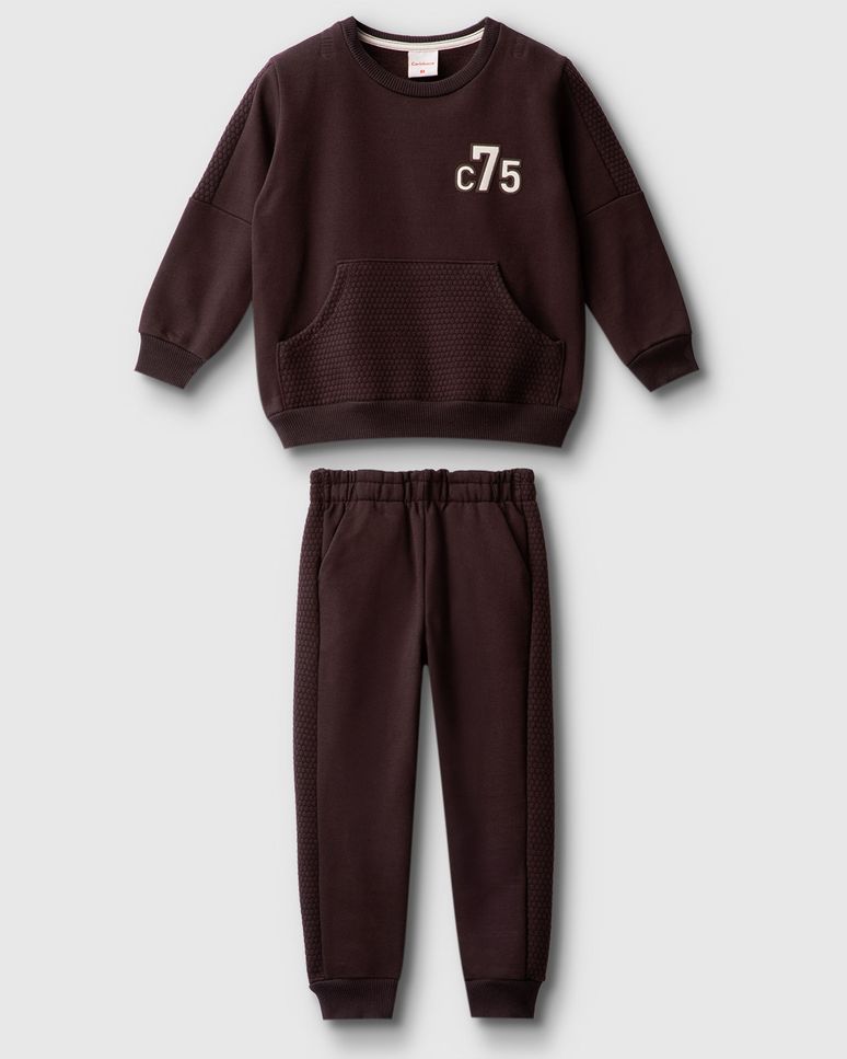 Conjunto Menino Blusão Bolso Canguru Em Moletom Flanelado - Carinhoso