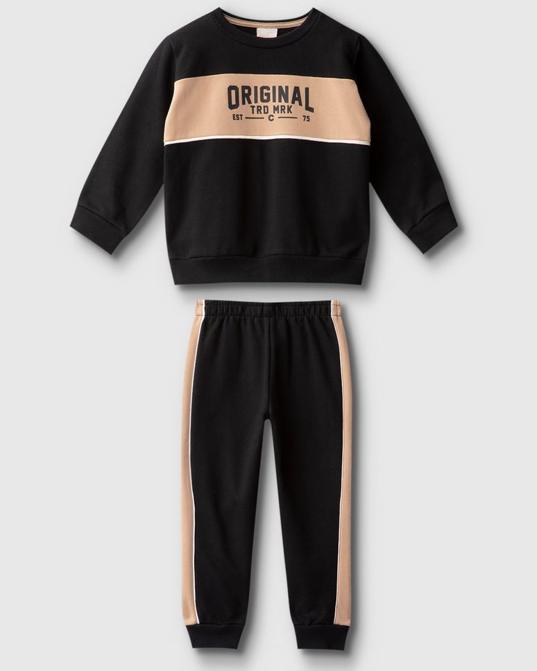 Conjunto Menino Blusão Estampa Original Em Moletom Flanelado - Carinhoso