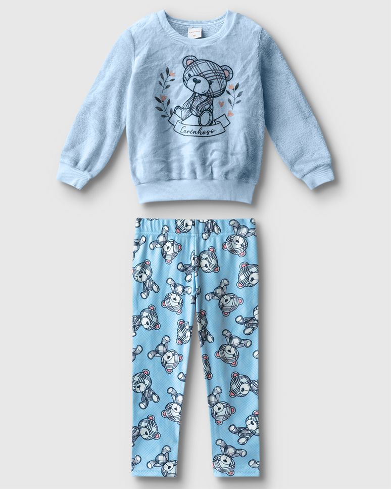 Conjunto Menina Blusão E Calça Estampa Ursinho - Carinhoso