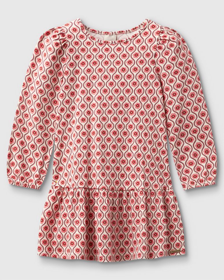 Vestido Menina Manga Longa Estampa Floral Em Algodão - Carinhoso