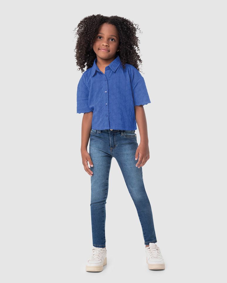 Calça Menina Skinny Em Jeans Com Elastano - Carinhoso