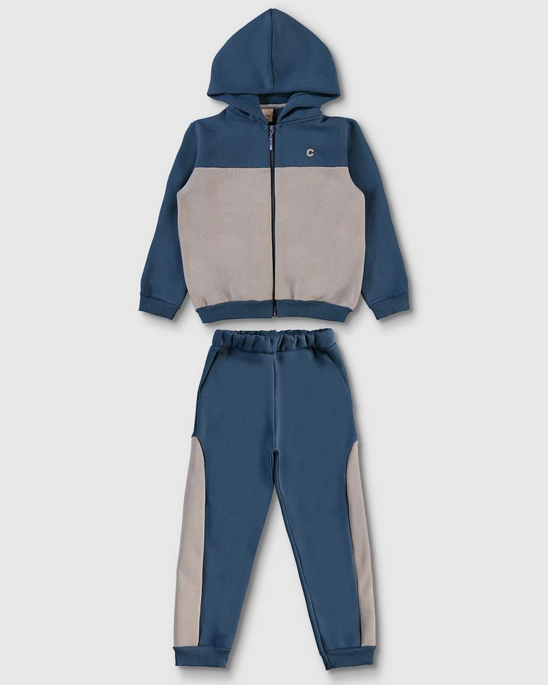 Conjunto Menino Jaqueta E Calça Recortes Em Moletom Premium - Carinhoso