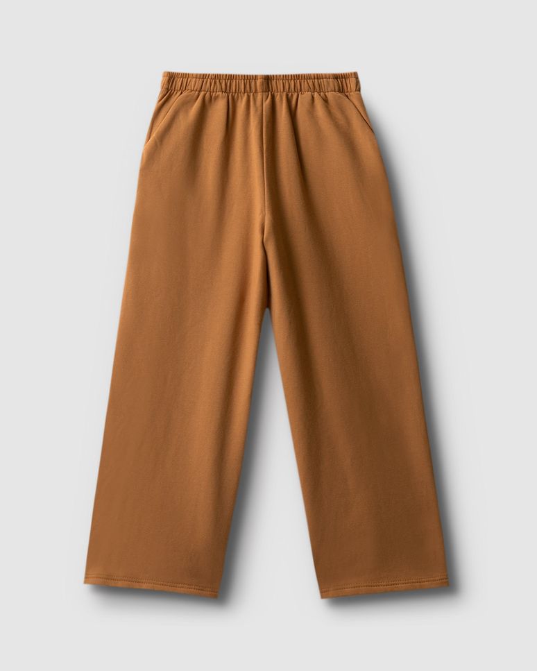 Calça Menina Wide Leg Cós Elástico Em Moletom - Carinhoso