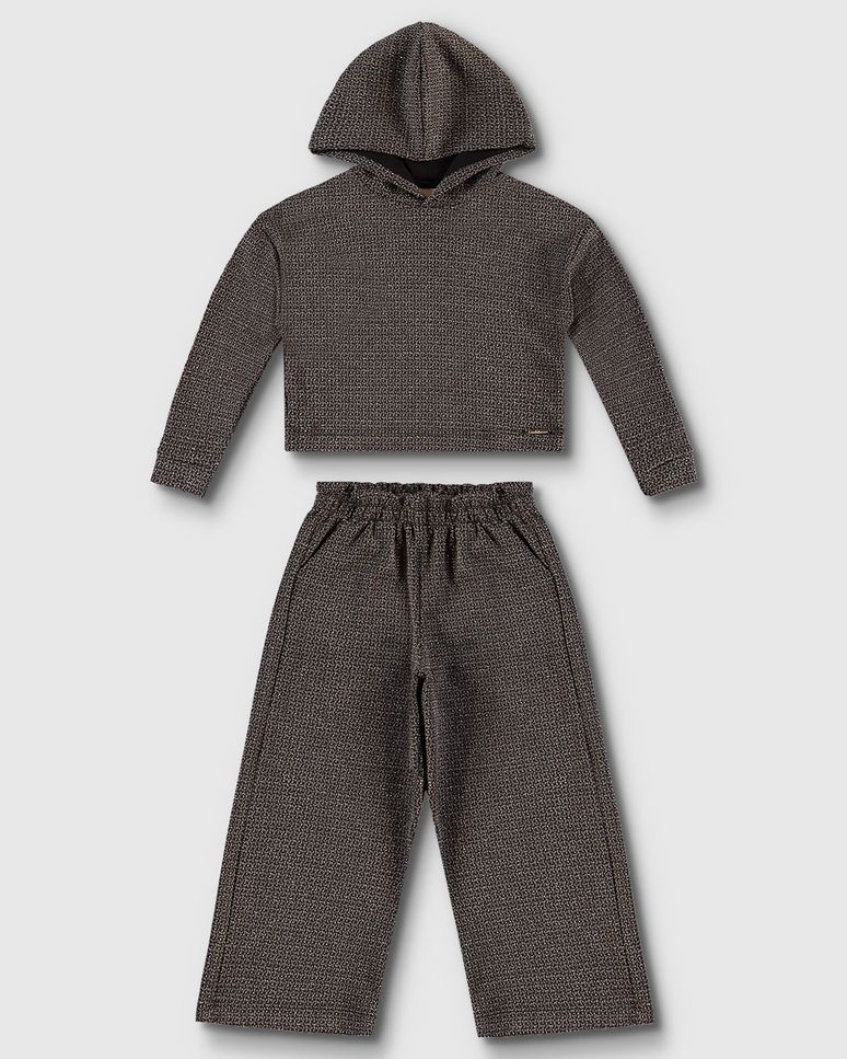 Conjunto Menina Blusão E Calça Malha Jacquard Lurex - Carinhoso