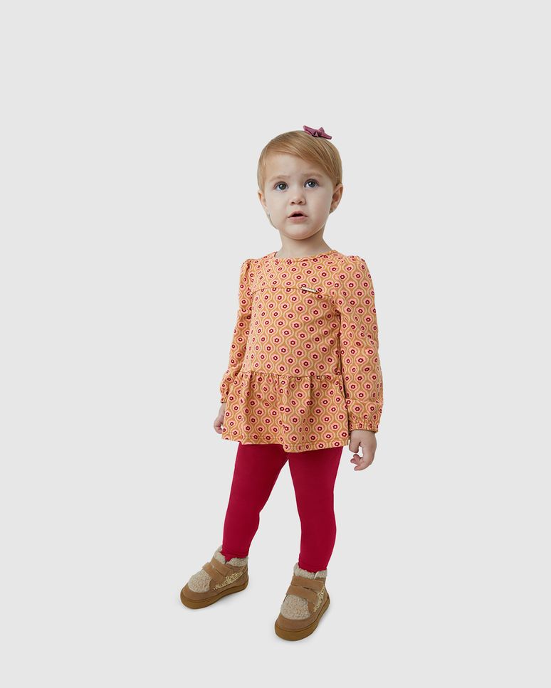 Conjunto Menina Estampado Blusa E Calça - Carinhoso