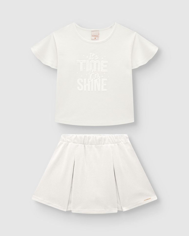 Conjunto Menina It's Time To Shine Em Malha Texturizada - Carinhoso