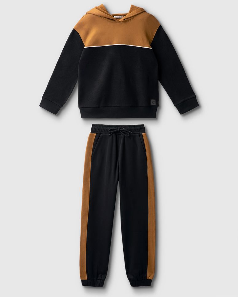 Conjunto Menino Bicolor Blusão E Calça Em Malha Térmica - Carinhoso