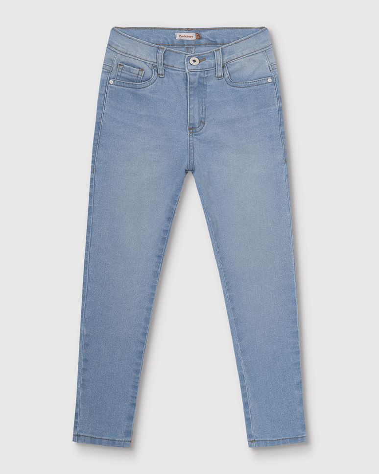 Calça Menino Skinny Cintura Média Em Jeans Com Elastano - Carinhoso