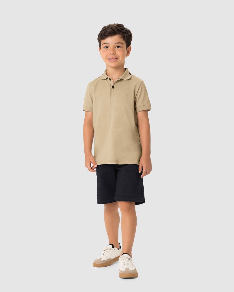 Camisa Polo Menino Peitilho Frontal Em Algodão - Carinhoso