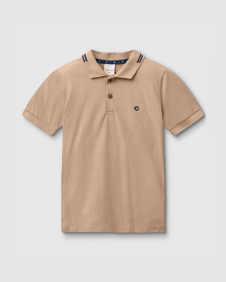 Camisa Polo Menino Peitilho Frontal Em Algodão - Carinhoso