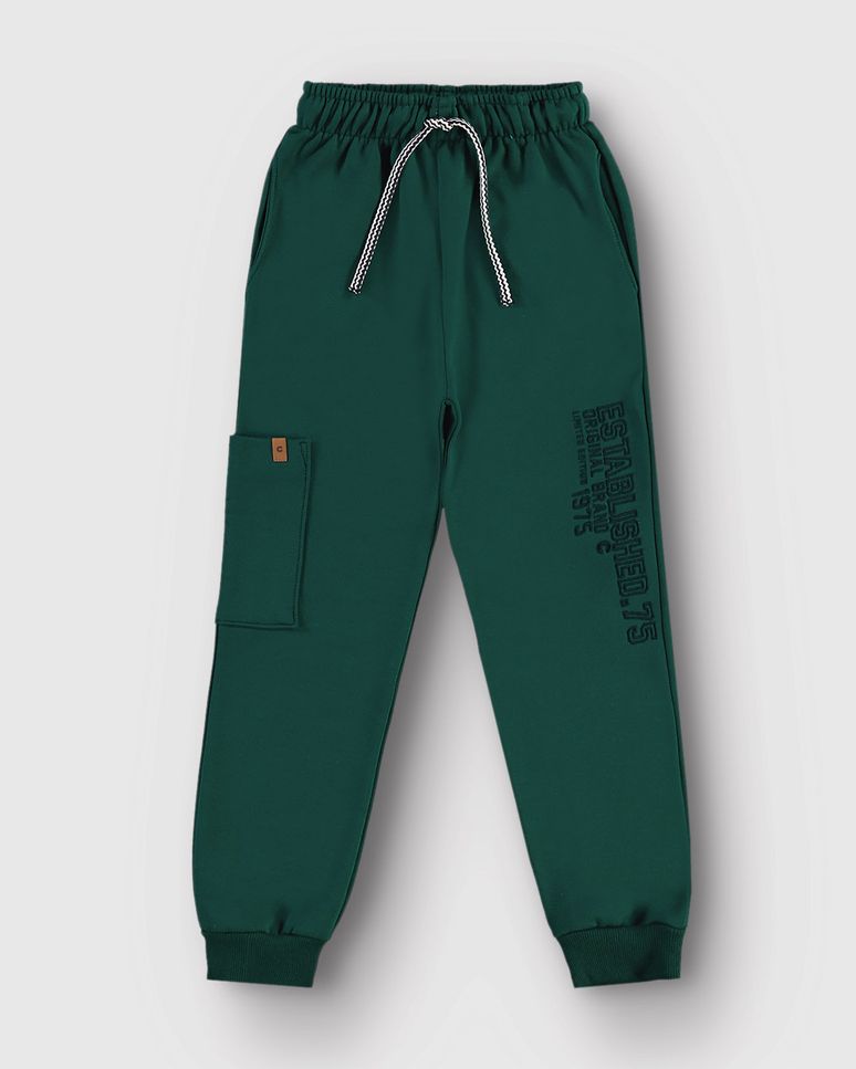 Calça Menino Jogger Estampa Bordada Em Moletom Flanelado - Carinhoso