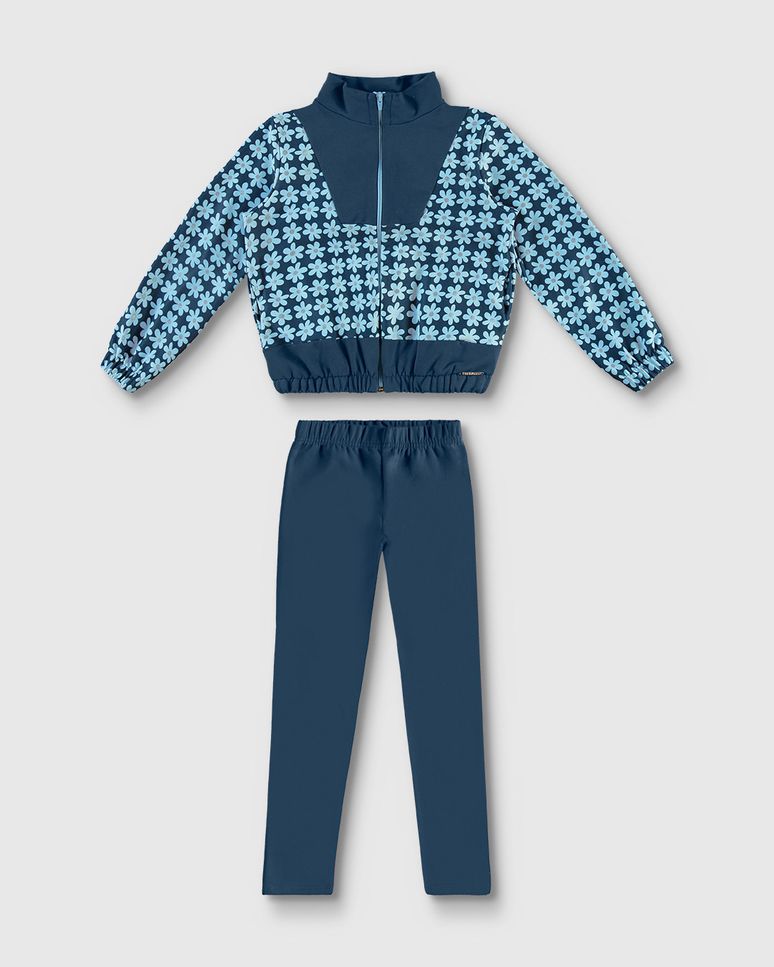 Conjunto Menina Jaqueta Gola Alta Estampa Floral E Legging - Carinhoso