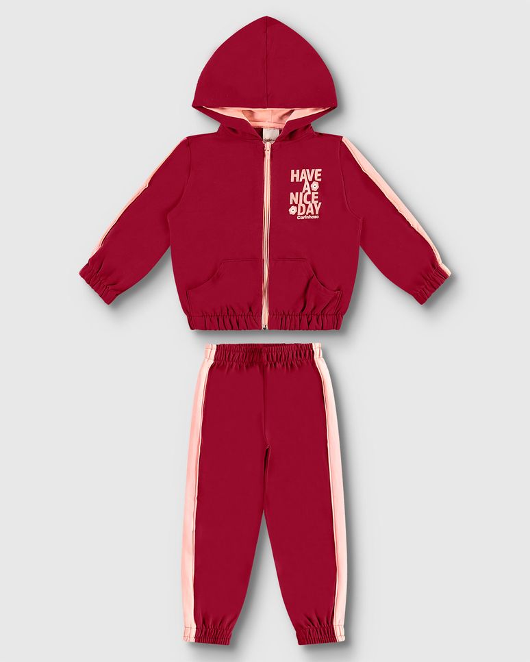 Conjunto Menina Have A Nice Day Em Moletom Stretch Flanelado - Carinhoso