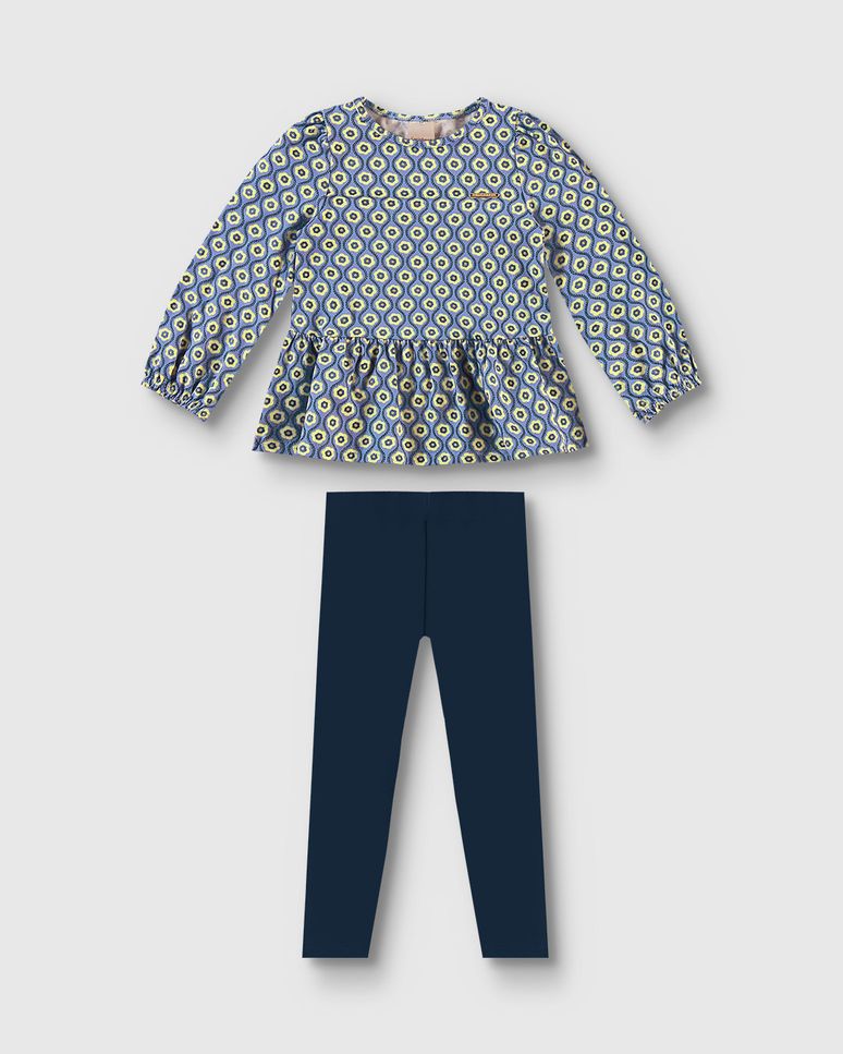 Conjunto Menina Estampado Blusa E Calça - Carinhoso