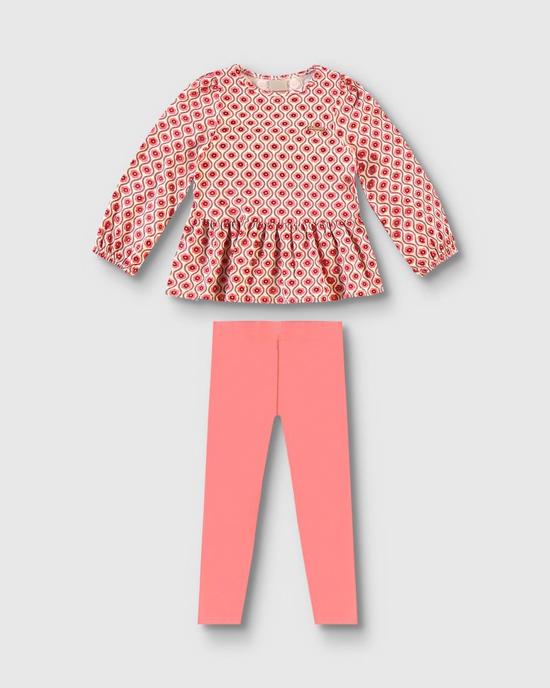 Conjunto Menina Estampado Blusa E Calça - Carinhoso