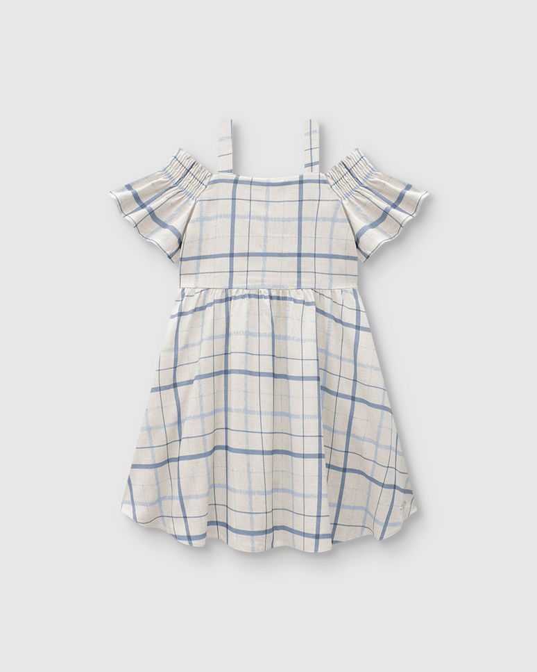 Vestido Menina Xadrez Alça E Manga Lastex Em Viscolinho - Carinhoso