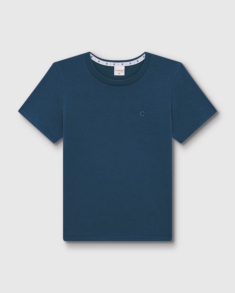 Camiseta Menino Manga Curta Em Algodão Pima - Carinhoso