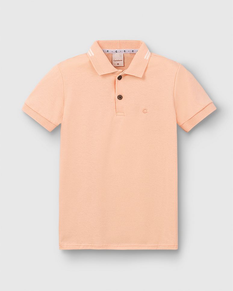 Camisa Polo Menino Peitilho Frontal Em Algodão - Carinhoso
