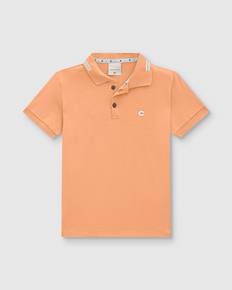 Camisa Polo Menino Peitilho Frontal Em Algodão - Carinhoso