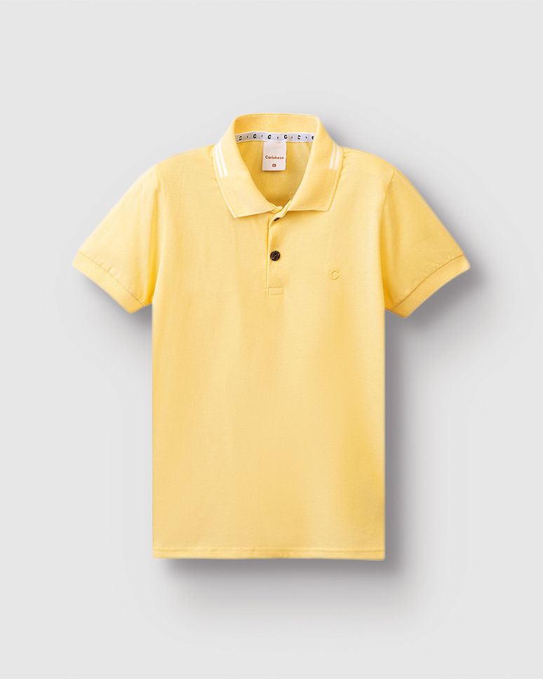 Camisa Polo Menino Peitilho Frontal Em Algodão - Carinhoso