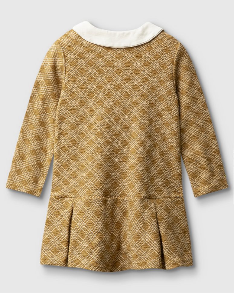 Vestido Menina Com Gola E Aplique Bordado Em Algodão - Carinhoso