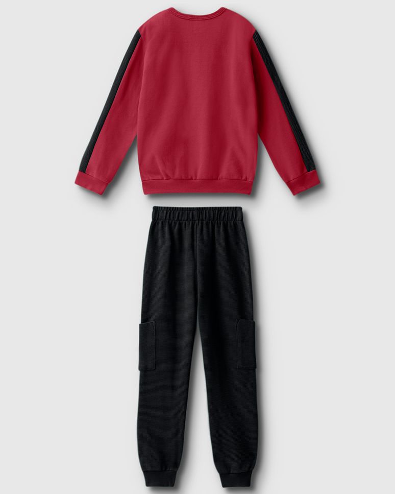 Conjunto Menino Calça Bolso Lateral Em Moletom Flanelado - Carinhoso