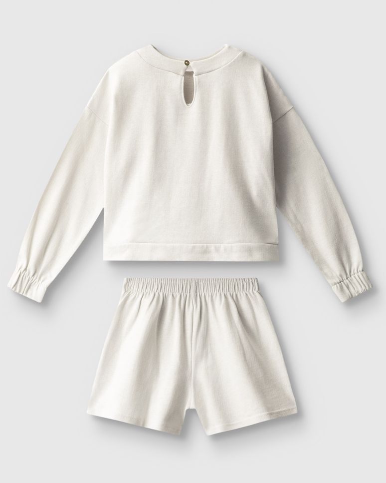 Conjunto Menina Blusão E Shorts Em Moletinho Lurex - Carinhoso