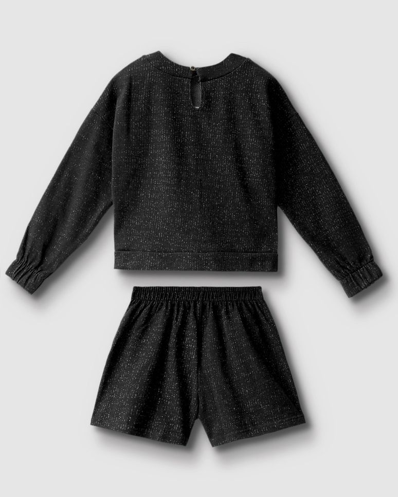 Conjunto Menina Blusão E Shorts Em Moletinho Lurex - Carinhoso