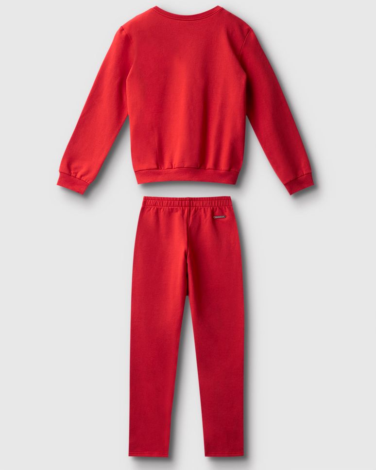 Conjunto Menina Blusão E Calça Em Moletom Stretch Flanelado - Carinhoso