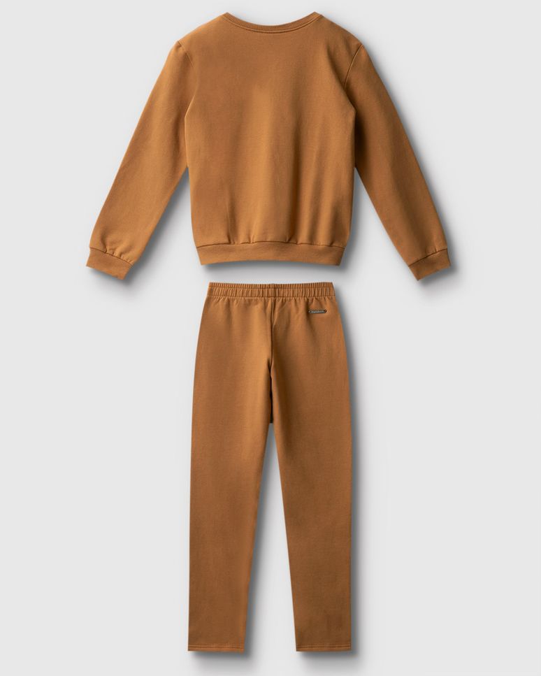 Conjunto Menina Blusão E Calça Em Moletom Stretch Flanelado - Carinhoso