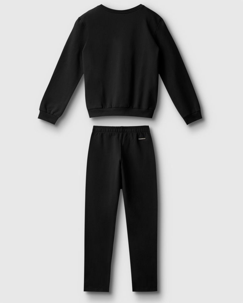 Conjunto Menina Blusão E Calça Em Moletom Stretch Flanelado - Carinhoso