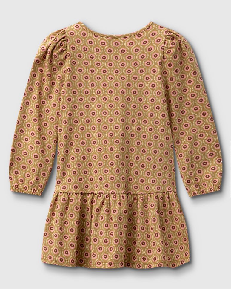 Vestido Menina Manga Longa Estampa Floral Em Algodão - Carinhoso