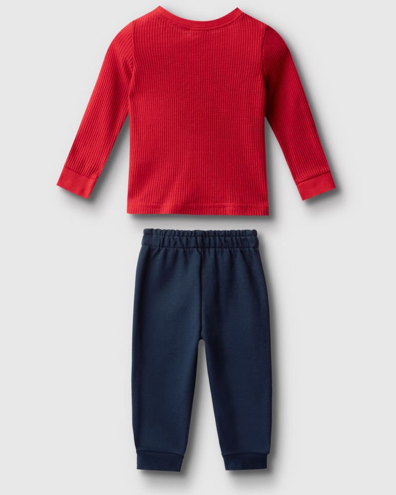 Conjunto Menino Camiseta Manga Longa Em Malha Texturizada - Carinhoso